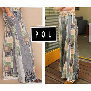 NEW Indie Sleeze Baggy POL Boho Patchwork Jeans Size Med Wide Leg Pants NWT